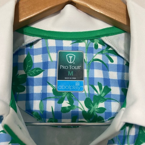 Pro Tour NWT gingham and floral short sleeve polo golf shirt size M - Picture 6 of 6
